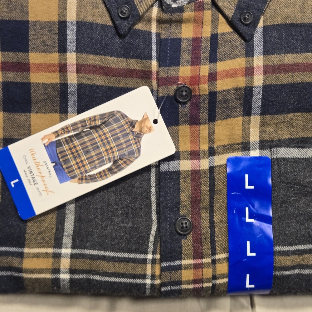 NWT Weatherproof Vintage Men's Flannel Shirt, Multi Color, Size Large - Picture 2 of 3